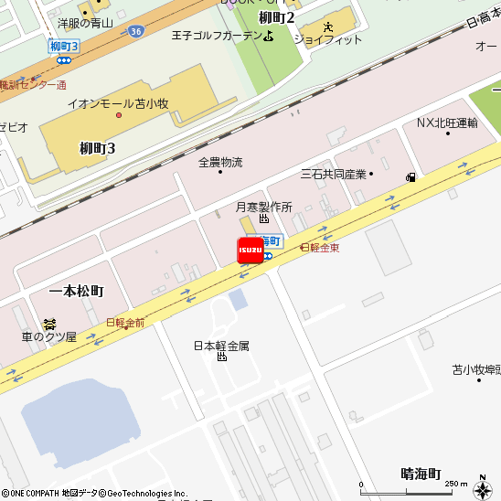 北海道いすゞ自動車株式会社・苫小牧支店付近の地図